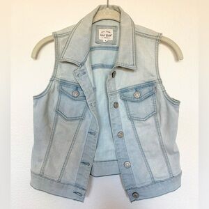 Wax Jean Light Blue Denim Vest Sleeveless Button-Up Size Small